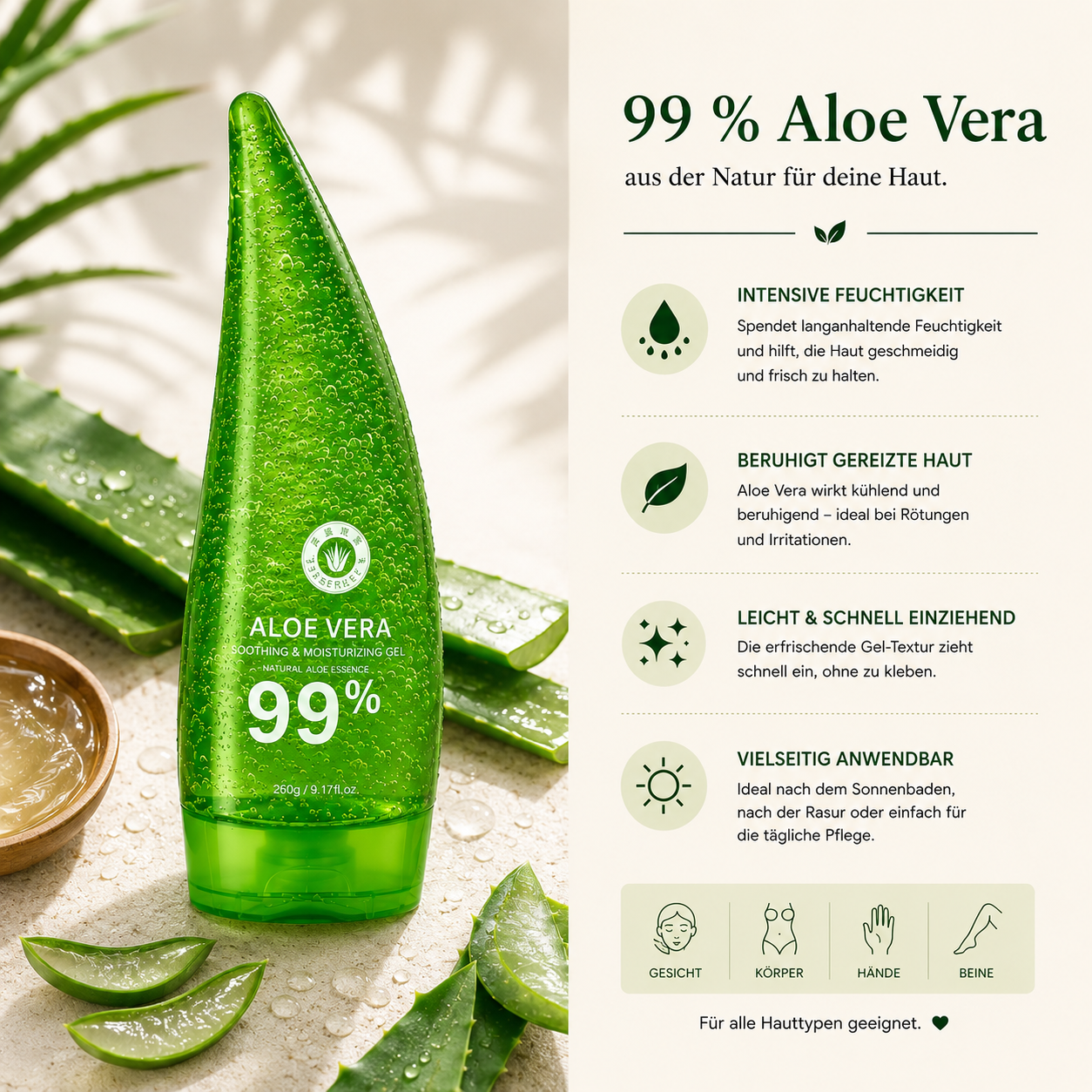 Aloe Vera Feuchtigkeitsgel